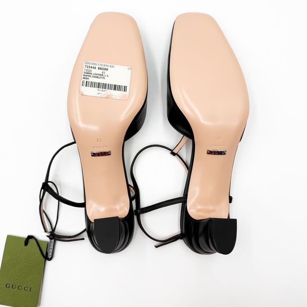 Gucci GG Black Leather T Strap Pumps Heels New EU 41 US 11 - Picture 9 of 12